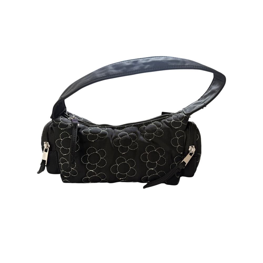 Art Class Black Quilted Floral Shoulder Bag Kids Purse Multi Pocket